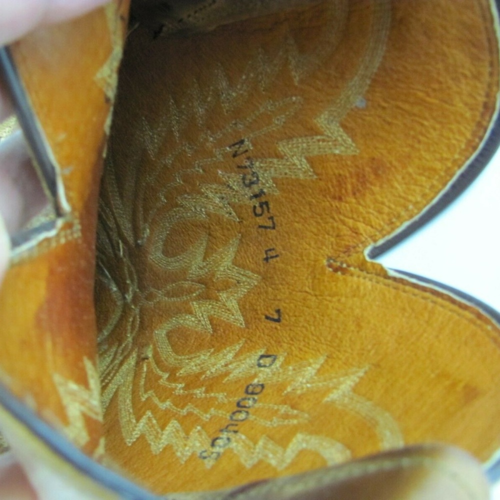 LUCCHESE Mad Dog Goatskin Tan Cowboy Boots 7 D - Picture 8 of 8